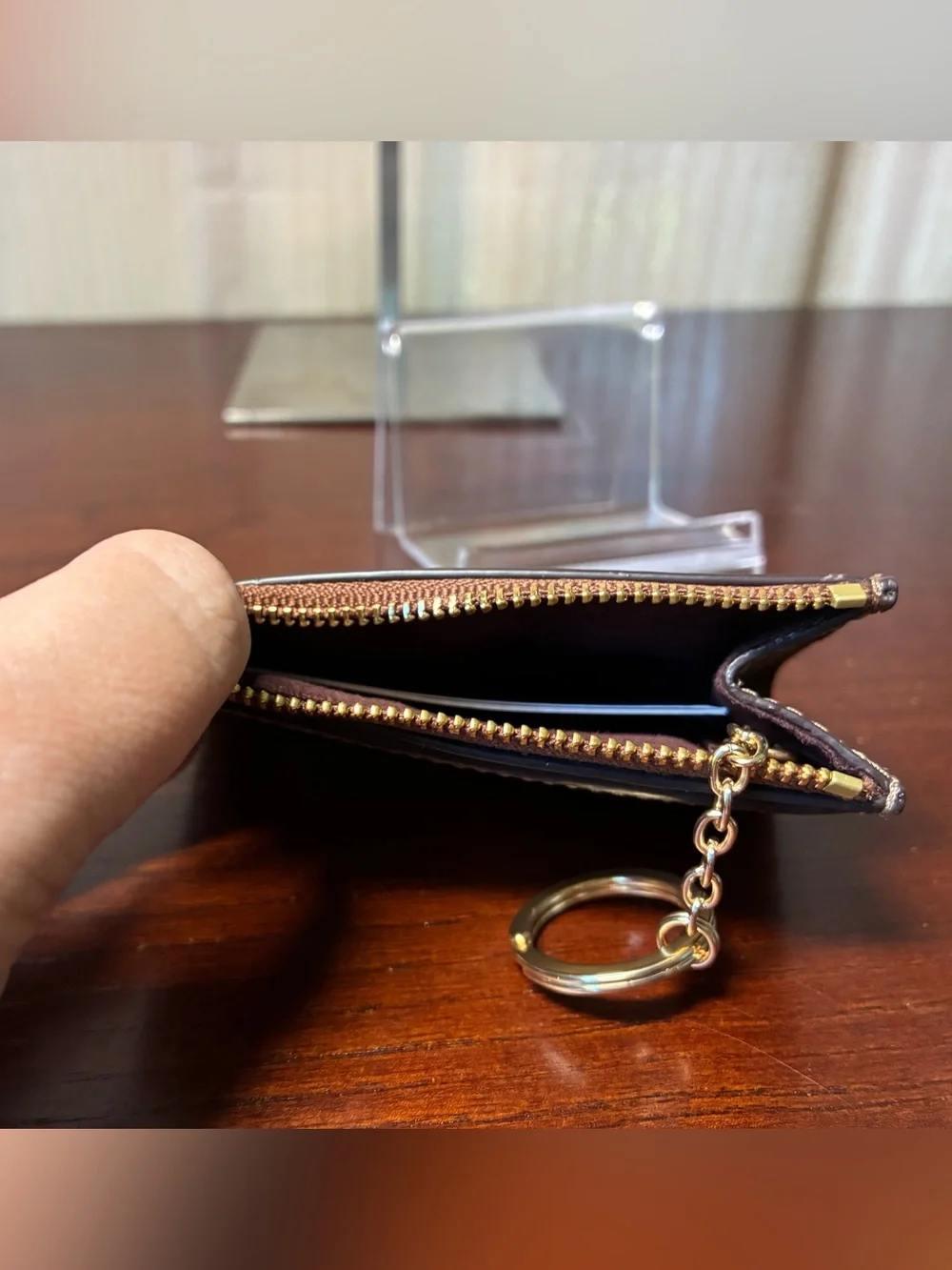 Coach Brown Signature Canvas Card Holder